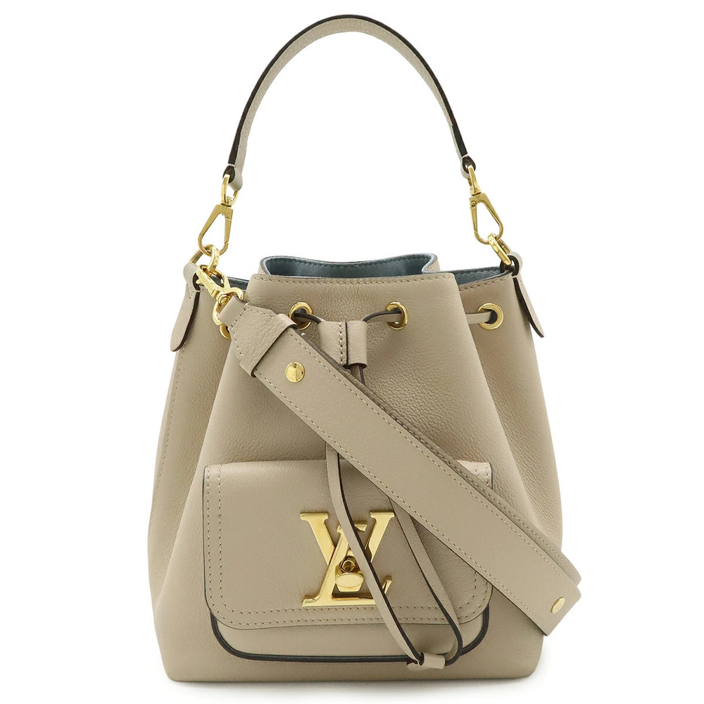 LOUIS VUITTON Lockme Bucket NV Shoulder Bag Handbag Leather Sand Beige Cream